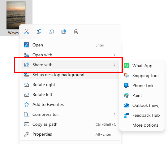 File Explorer Share Menu Apps