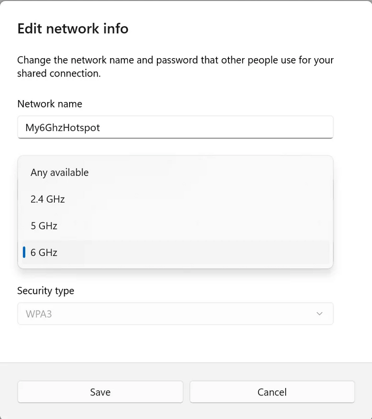 Windows 11 Mobile Hotspot 6ghz Dropdown