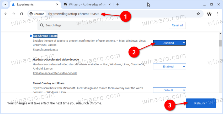 Disable Top Chrome Toasts