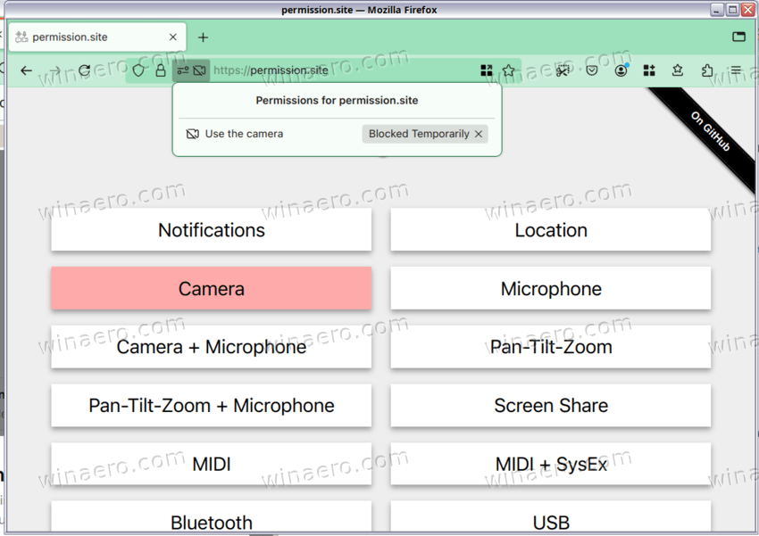 Firefox 131 Temporary Permissions