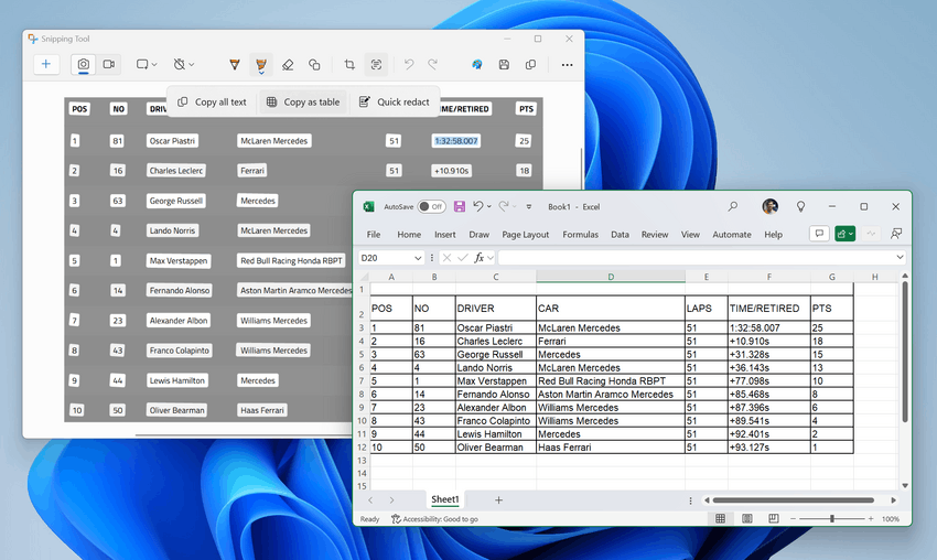 Snipping Tool Copy As Table