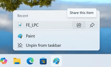 Windows 11 Taskbar Share Button