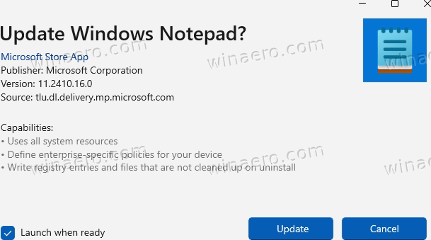 Update Notepad from Msixbundle