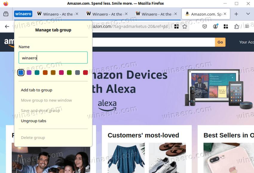 Mozilla Firefox With A Tab Group
