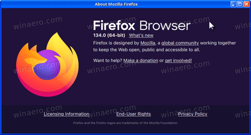 Firefox 134 About