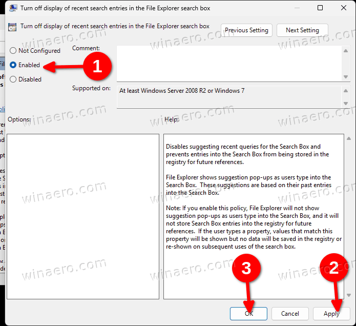 Group Policy Disable Explorer Search History