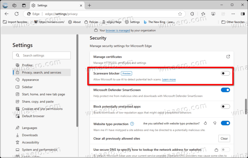 Enable Scareware Blocker In Edge