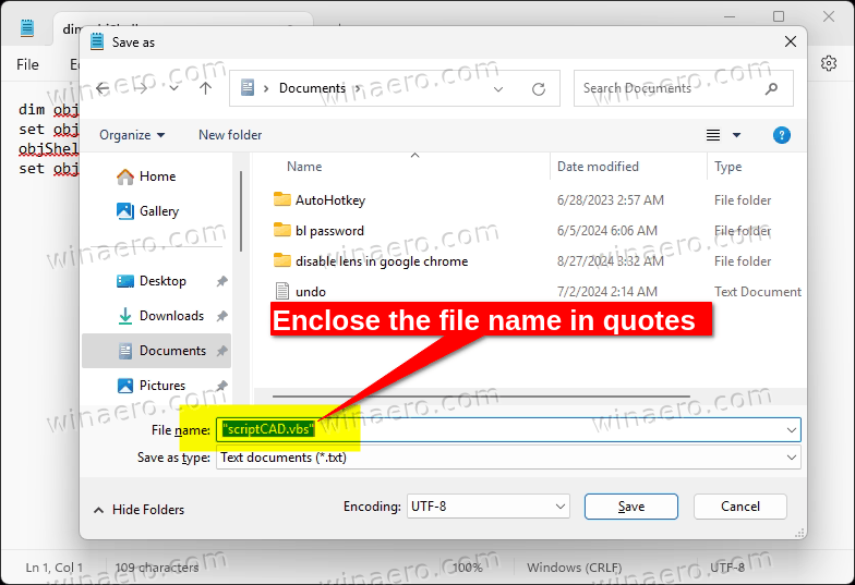 Enclose The File Name In Quotes