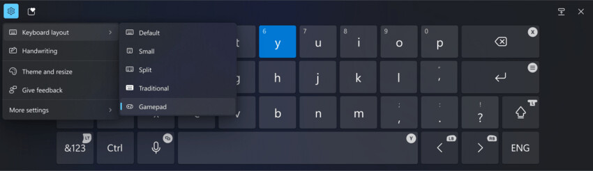 Gamepad Keyboard Layout