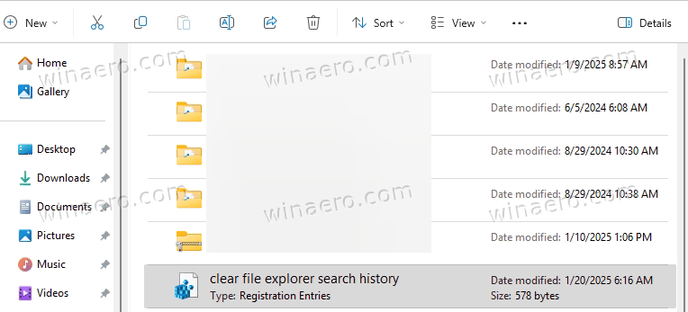 Remove Search History Reg File