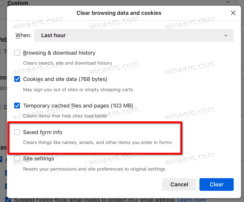 Firefox 136 Clear Saved Form Info