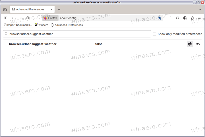 Disable Weather Suggestions In Address Bar Of Firefox