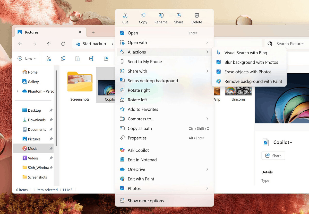 Enable AI Actions In File Explorer