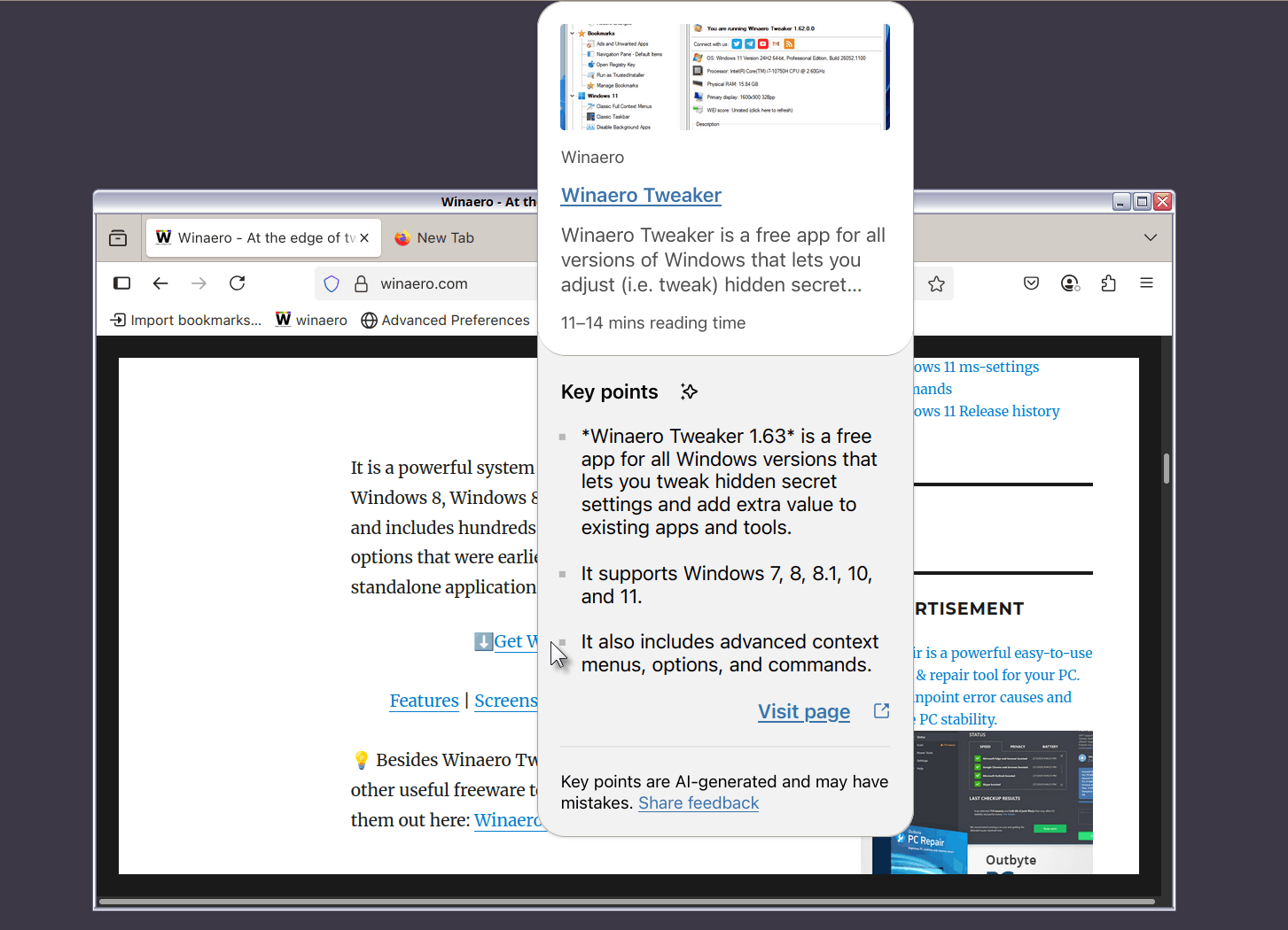Firefox 139 Link Preview