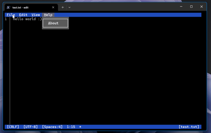 Microsoft Edit Console Editor App Mouse Support