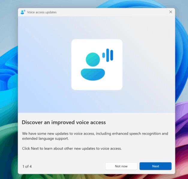 Voice Access Updates Notification