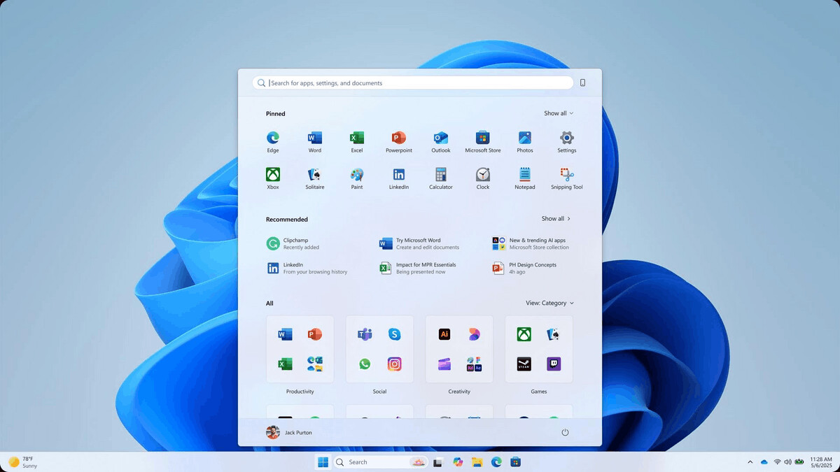 Windows 11 Start Menu 2025 By Microsoft