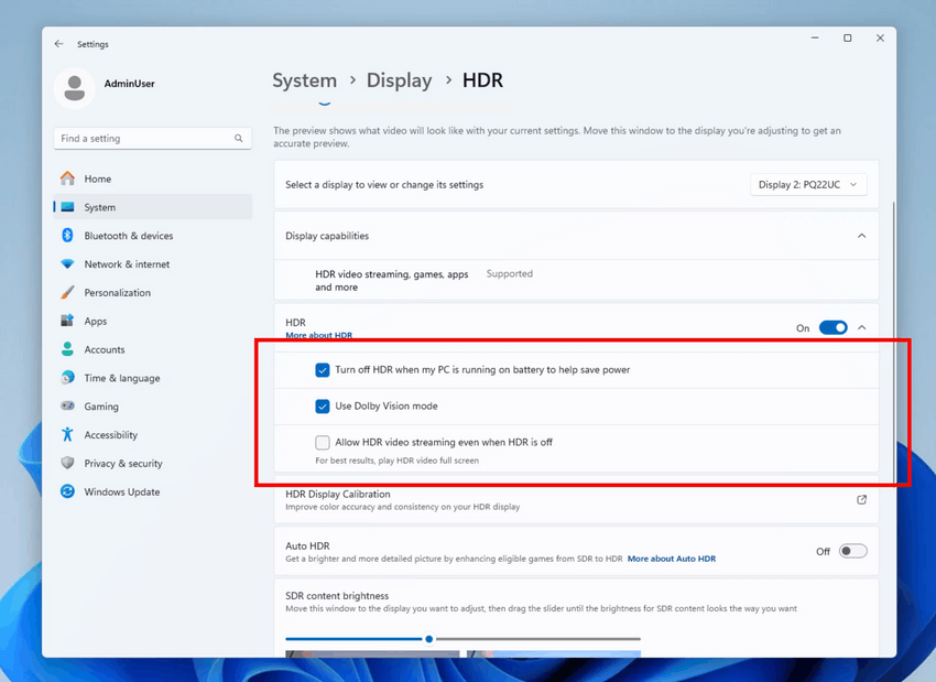 Hdr Settings Improvements
