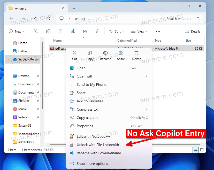 No Ask Copilot Entry