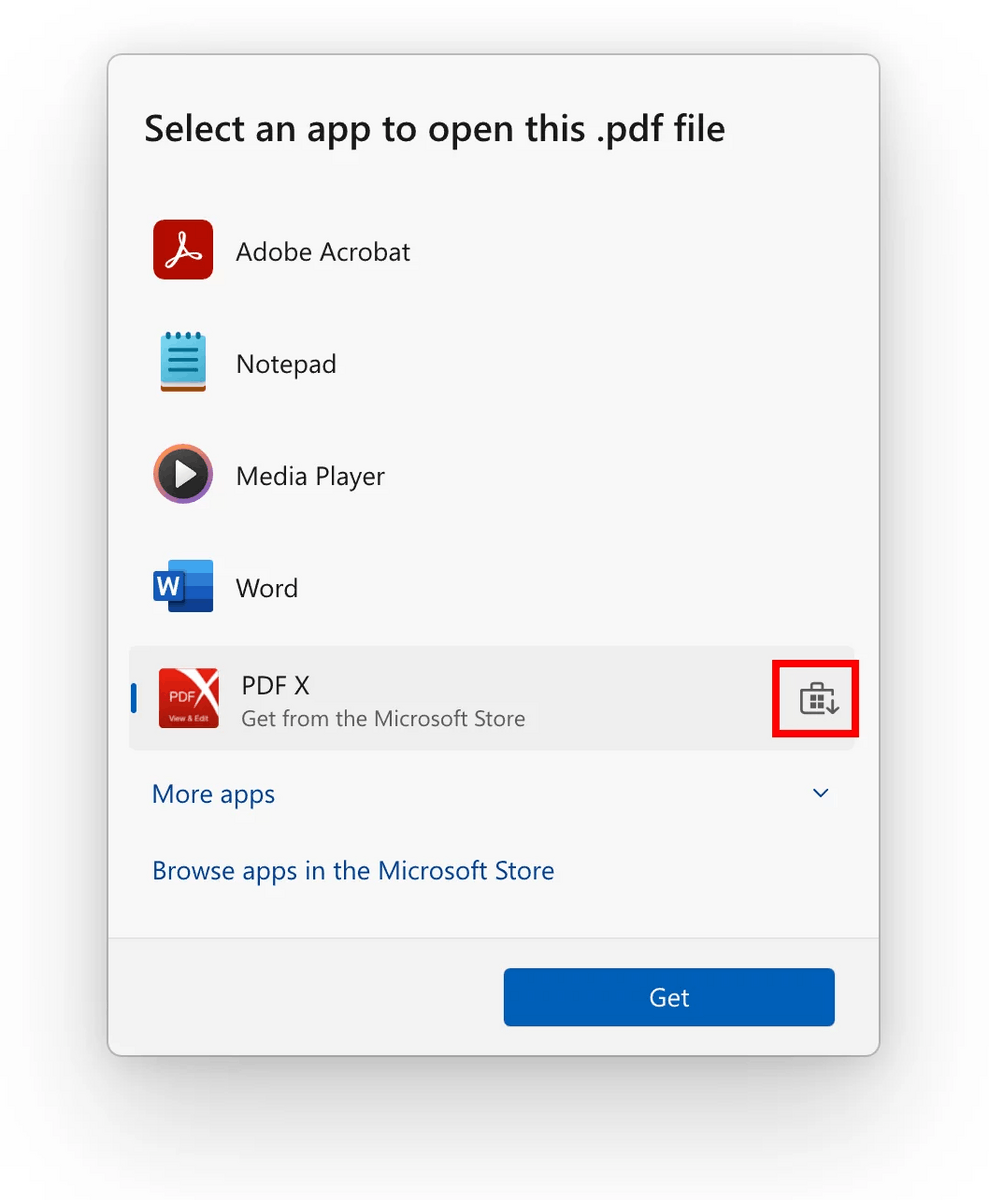Open With Store Recommended App