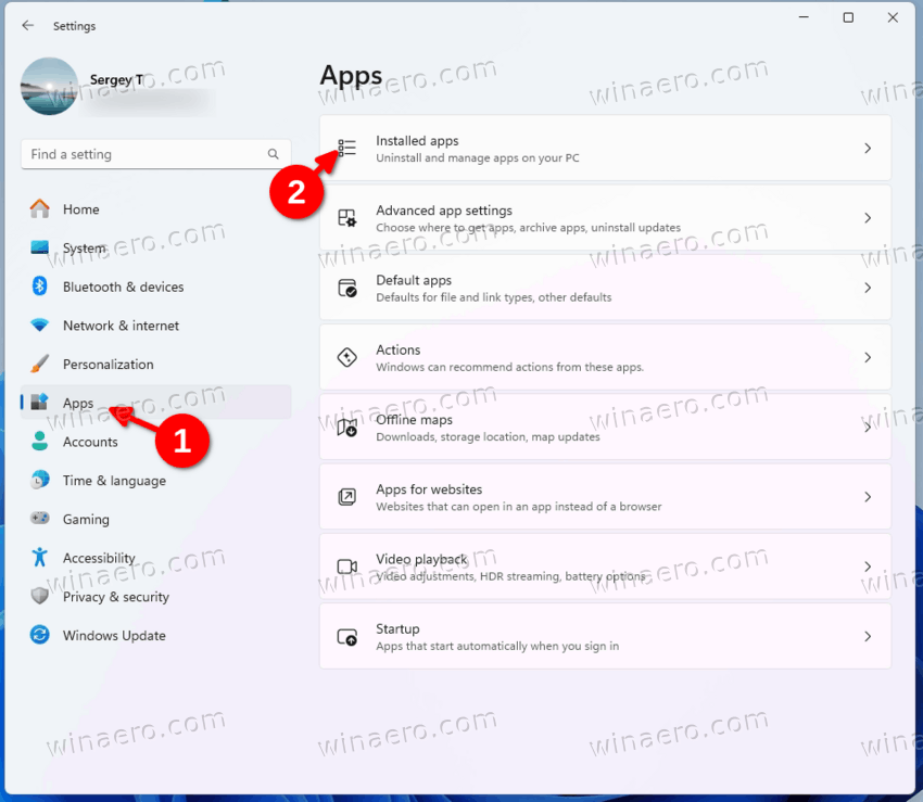 Settings App Installed Apps