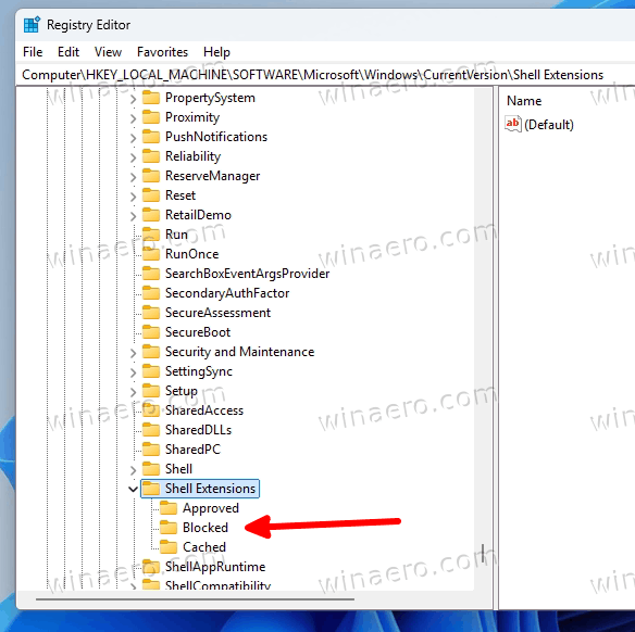 The Blocked Shell Extensions Key For All Users