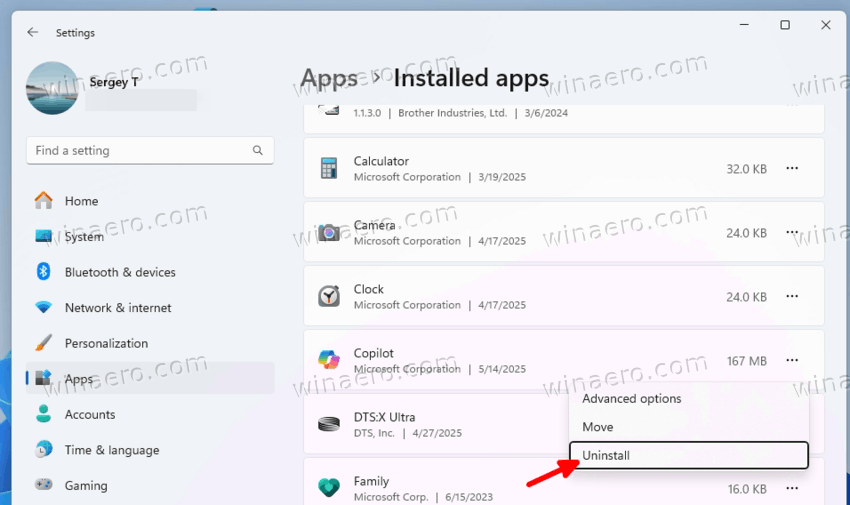 Uninstall Copilot
