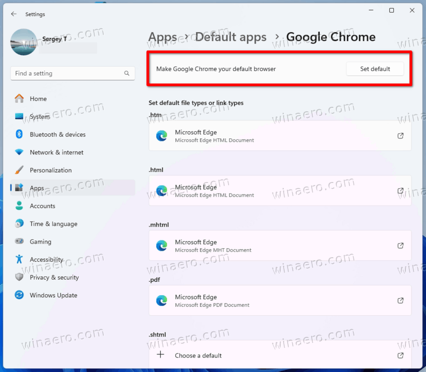 Change The Default Web Browser