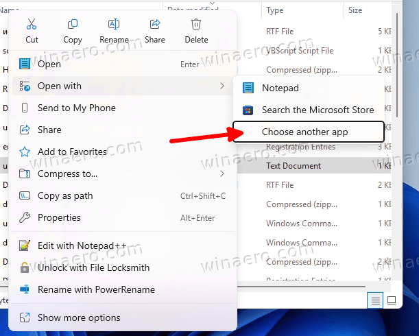 Context Menu Choose Another App