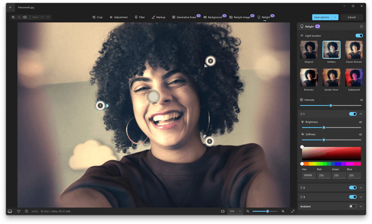 Windows 11 Photos App Relight