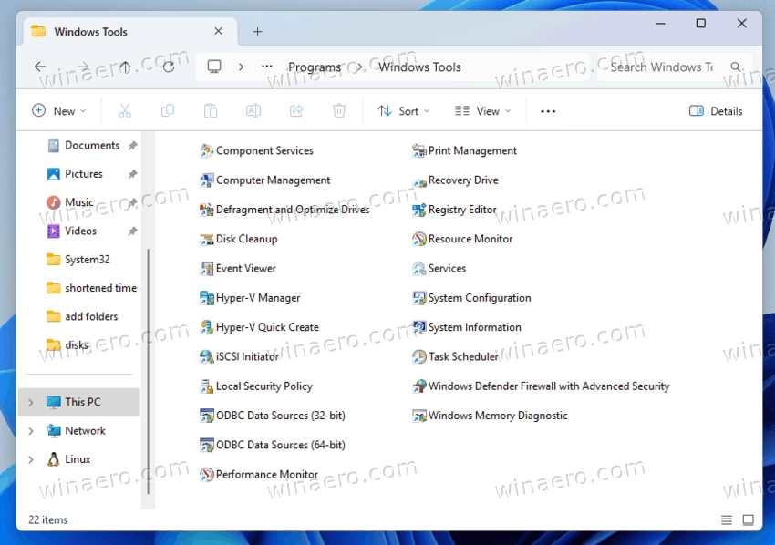 Windows Tools Shortcuts In Windows 11