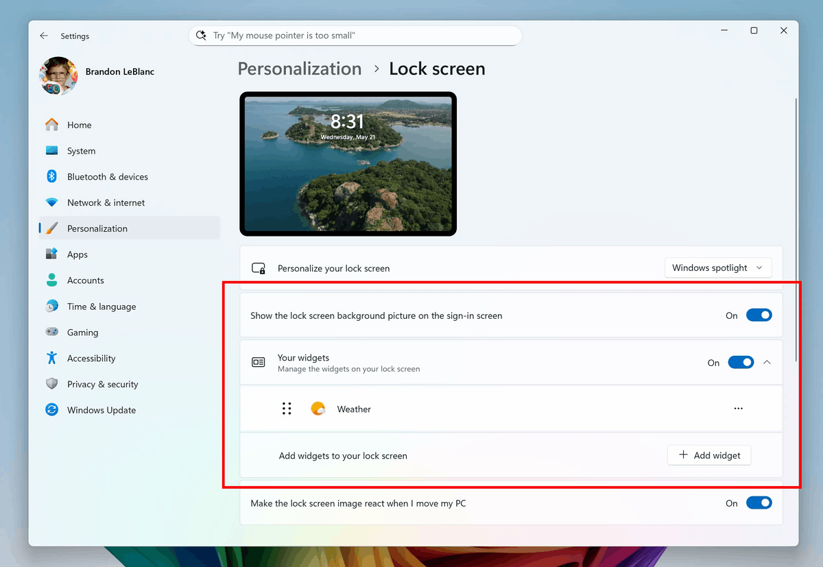 Customize Widgets Lock