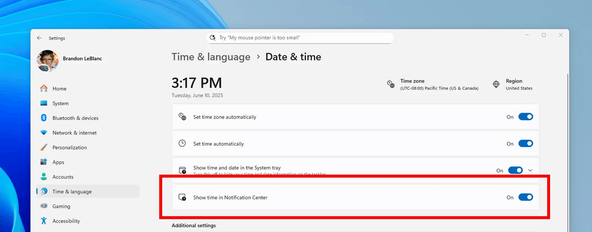 Date And Time Settings