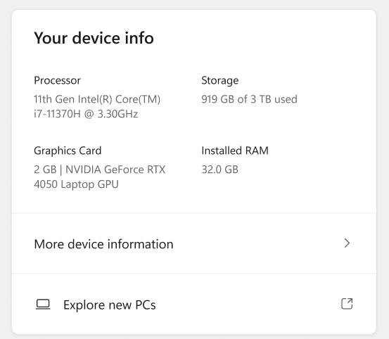 Device Card Settings