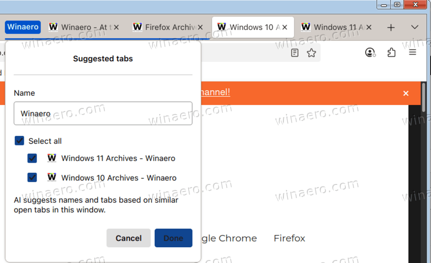 AI Tab Group In Firefox 141
