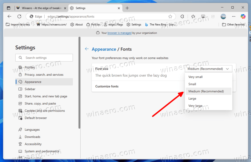 Change Text Size In Microsoft Edge