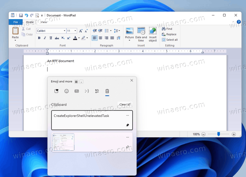 Clipboard Pane Open In A Document