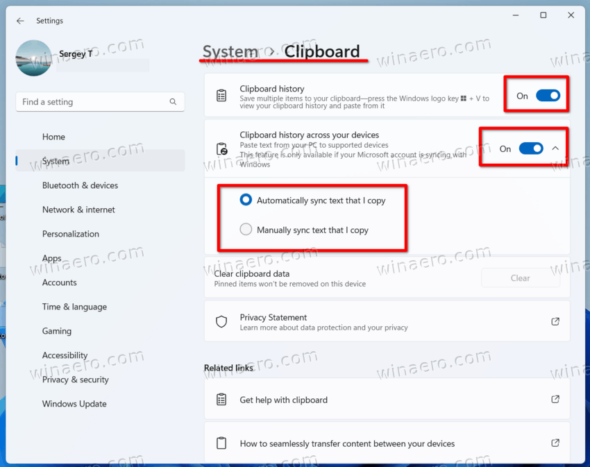 Enable Clipboard History Sync