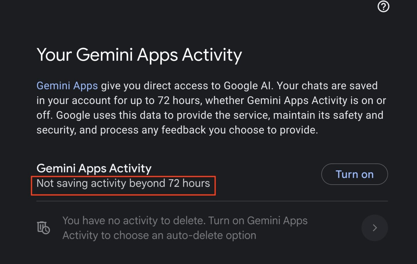 Gemini Apps Activity