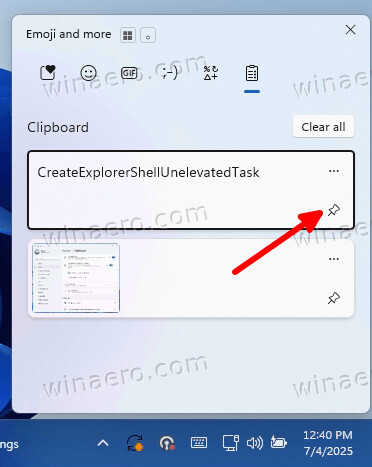 Pin Item In Clipboard History