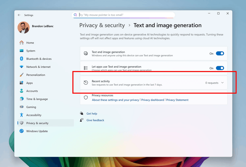 Settings Text Image Gen Activity