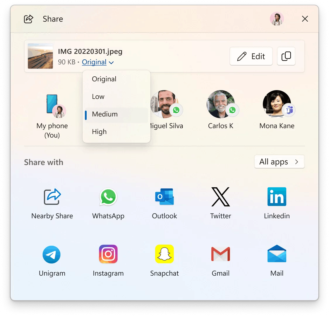 Share Window Compression