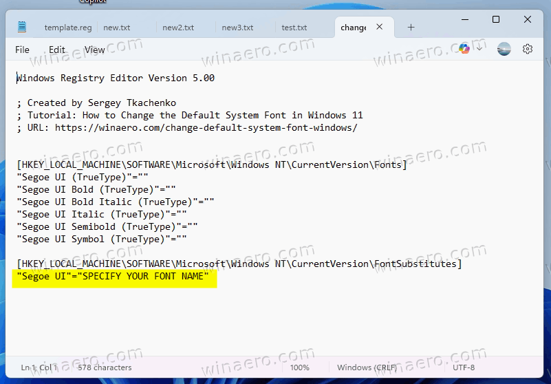 Specify System Font Name