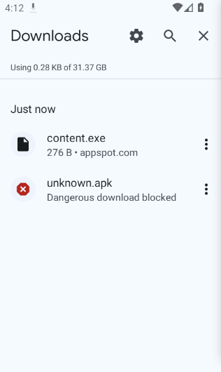 Android APK Flagging In Chrome