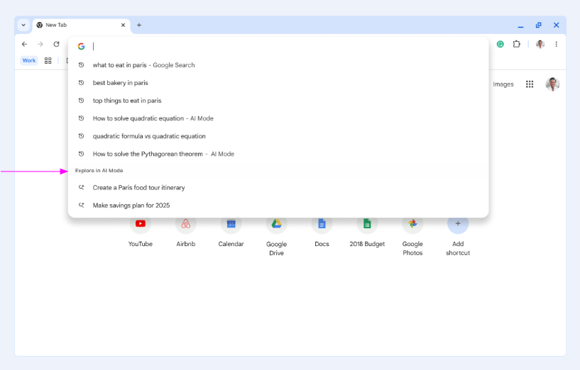 Google Chrome AI Suggetsions