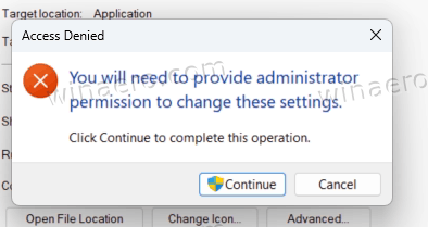 Confirm Shortcut Modification