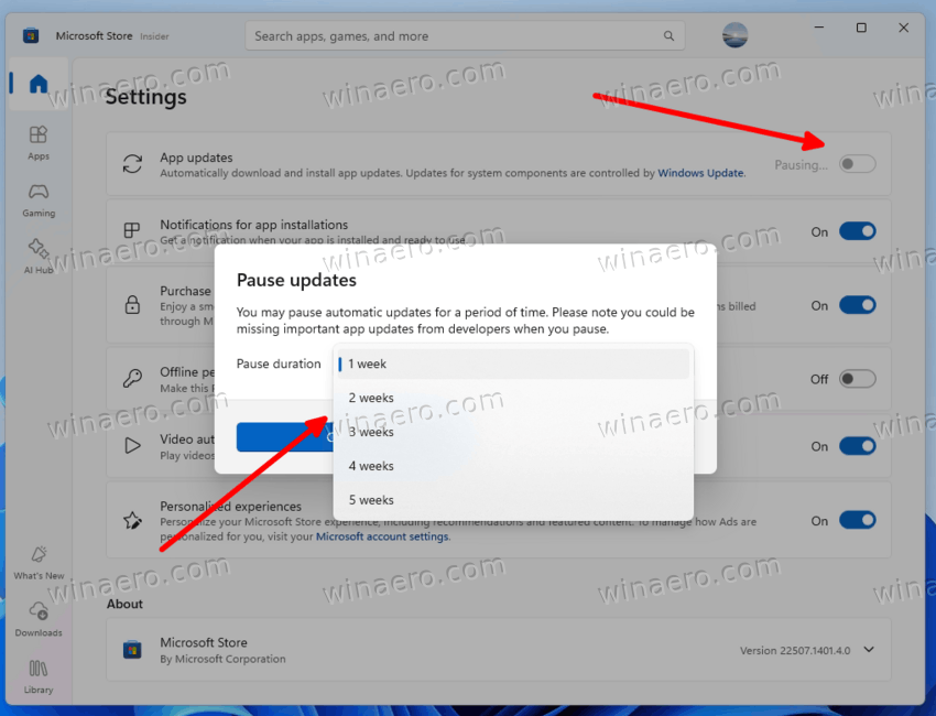 Removed Disable App Updates In Windows 11 Store