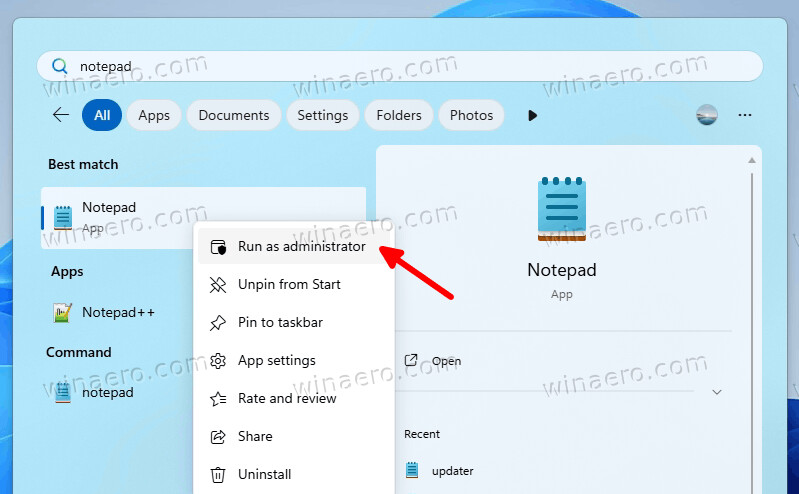 Run Notepad As Administrator