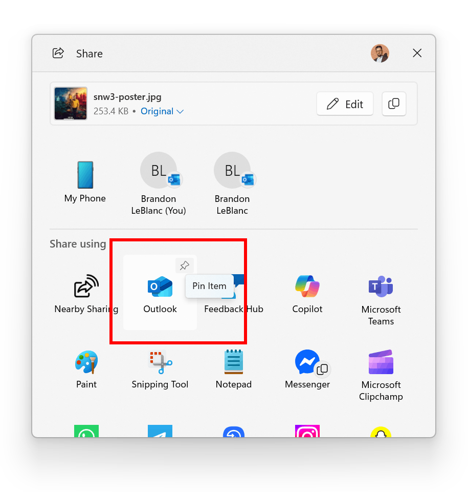 Share Sheet App Pinning