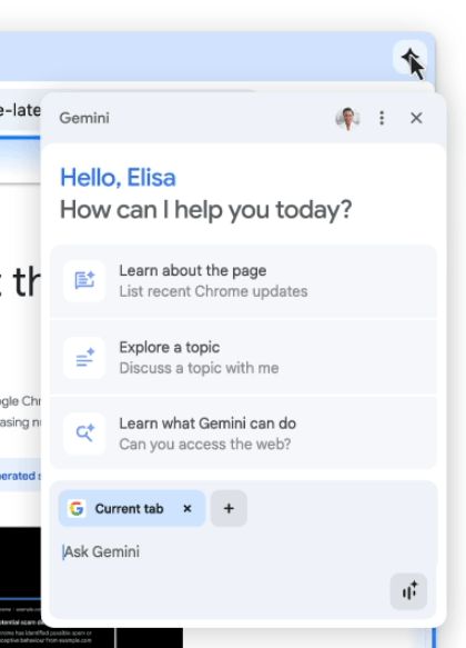 Chrome Gemini Toolbar Button